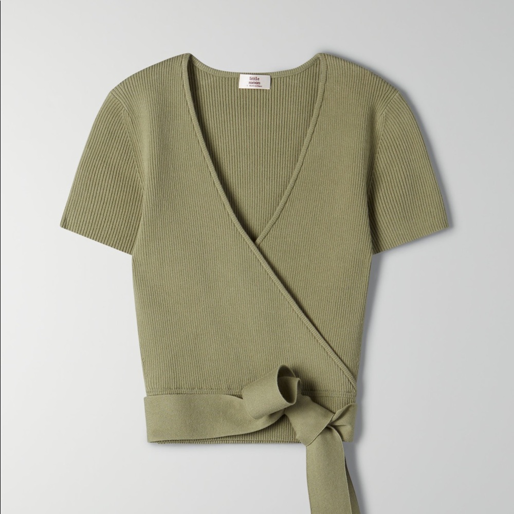 ARITZIA LITTLE MOON PRUNELLA KNIT TOP GREEN